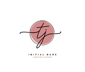 T J TJ Beauty vector initial logo, handwriting logo of initial signature, wedding, fashion, jewerly, boutique, floral and botanical with creative template for any company or business.