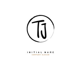 T J TJ Beauty vector initial logo, handwriting logo of initial signature, wedding, fashion, jewerly, boutique, floral and botanical with creative template for any company or business.