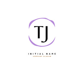 T J TJ Beauty vector initial logo, handwriting logo of initial signature, wedding, fashion, jewerly, boutique, floral and botanical with creative template for any company or business.