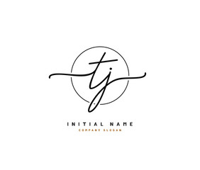 T J TJ Beauty vector initial logo, handwriting logo of initial signature, wedding, fashion, jewerly, boutique, floral and botanical with creative template for any company or business.