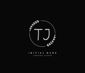 T J TJ Beauty vector initial logo, handwriting logo of initial signature, wedding, fashion, jewerly, boutique, floral and botanical with creative template for any company or business.