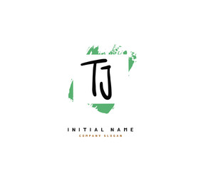 T J TJ Beauty vector initial logo, handwriting logo of initial signature, wedding, fashion, jewerly, boutique, floral and botanical with creative template for any company or business.