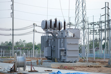 View of power plant construction site, electricity provider.