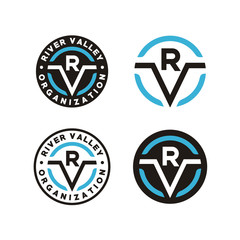Modern  letter initials R V RV VR Stamp Logo design