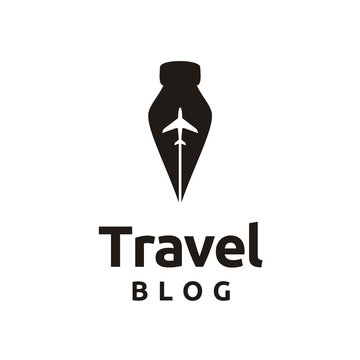 Travel Blog Logo using Pen and Plane as negative space