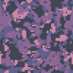 Digital camouflage pattern background, seamless vector . Classic military clothing style. Masking army camo, repeat print for Wallpapers or prints on fabric. Purple colors, violet texture.