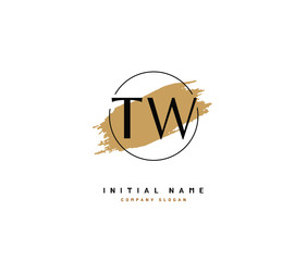 T W TW Beauty vector initial logo, handwriting logo of initial signature, wedding, fashion, jewerly, boutique, floral and botanical with creative template for any company or business.