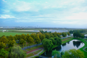 Fototapeta na wymiar landscape with river in amsterdam