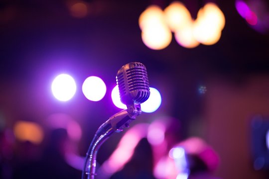 Close shot of a microphone