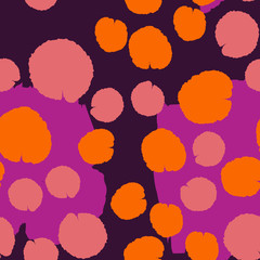 Seamless pattern with hand drawn brush strokes and dots. Creative beautiful header background. Bright colorful artworks. Collage with textured doodle shapes.