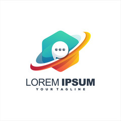 awesome gradient chat logo design