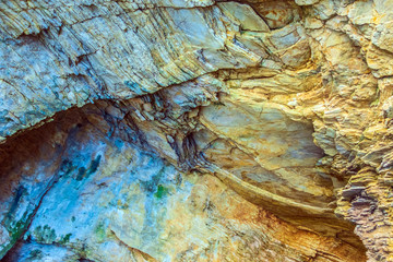 Blue caves Greece island of Zakynthos stone texture or background.