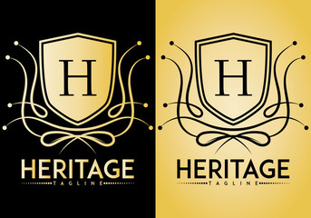 Heritage crest logo vector isolated on background. Letter logo, Initials logo, suitable for any company, ready to print, easy to edit, organized layer..