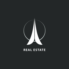 Fototapeta premium Real estate logo isolated. Tower vector image.