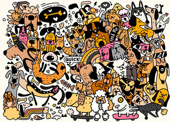 Funny dog  best friends. Happy friendship day, pattern flat cartoon dog funny cute kawaii illustration vector design wallpaper background