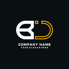 BJ initial logo oval shaped letter. Monogram Logo Design Vector, color logo white blue, white yellow,black background.