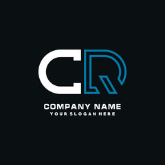 CQ initial logo oval shaped letter. Monogram Logo Design Vector, color logo white blue, white yellow,black background.