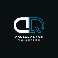 DQ initial logo oval shaped letter. Monogram Logo Design Vector, color logo white blue, white yellow,black background.