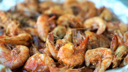 grilled shrimps on the grill