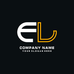 FL initial logo oval shaped letter. Monogram Logo Design Vector, color logo white blue, white yellow,black background.