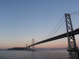 Fototapeta na wymiar San Francisco side of Bay Bridge at dusk