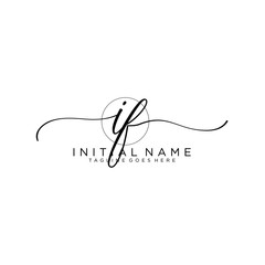 IF Initial handwriting logo with circle hand drawn template vector