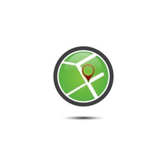 Simple green round street map icon symbol