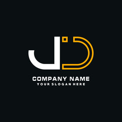 JJ initial logo oval shaped letter. Monogram Logo Design Vector, color logo white blue, white yellow,black background.