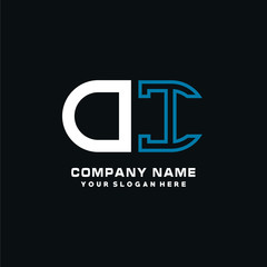 OI initial logo oval shaped letter. Monogram Logo Design Vector, color logo white blue, white yellow,black background.
