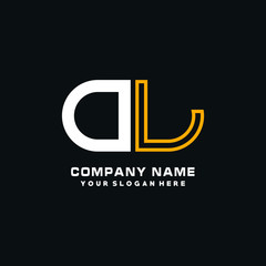 OL initial logo oval shaped letter. Monogram Logo Design Vector, color logo white blue, white yellow,black background.