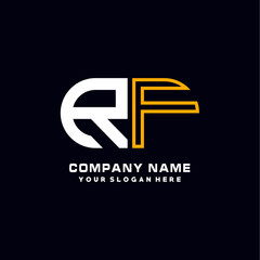 Fototapeta premium RF initial logo oval shaped letter. Monogram Logo Design Vector, color logo white blue, white yellow,black background.