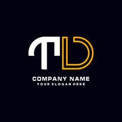 TV initial logo oval shaped letter. Monogram Logo Design Vector, color logo white blue, white yellow,black background.