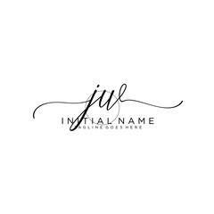 JW Initial handwriting logo with circle hand drawn template vector