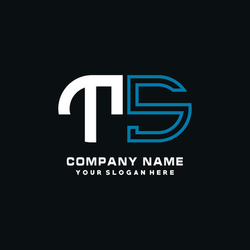 TS initial logo oval shaped letter. Monogram Logo Design Vector, color logo white blue, white yellow,black background.