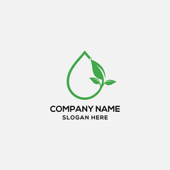 water leaf logo design template - vector