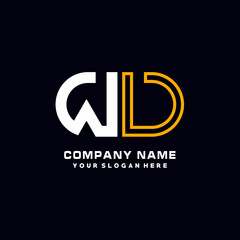 WV initial logo oval shaped letter. Monogram Logo Design Vector, color logo white blue, white yellow,black background.