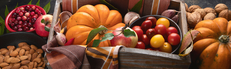Autumn food composition. Top view