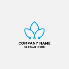 leaf tech logo design template - vector