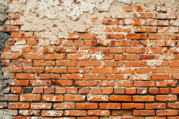 broken old brick wall background