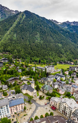 Fototapeta na wymiar Beautiful vertical photo of towns and villages at Chamonix, France