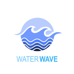 Wave logo and circle design combination, summer logo