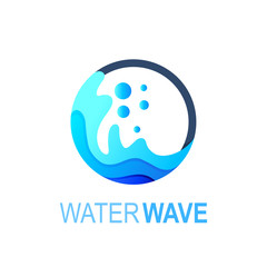 Wave logo with circle design illustration, ocean logo and water icon, summer logo