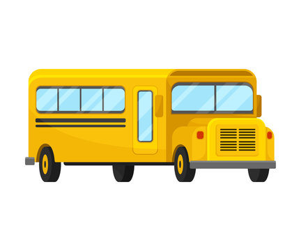 Yellow School Bus Of Corner Projection Of Classic Style Vector Illustration