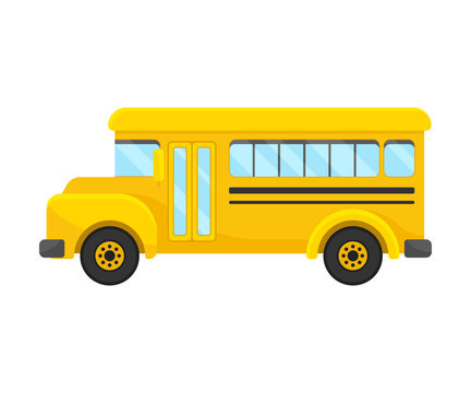 Yellow School Bus Vector Illustration Of Left Side Projection