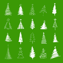 set of christmas trees illustration - vector