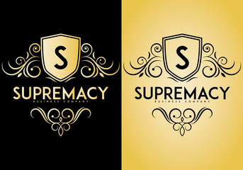 Supremacy crest logo isolated on background. Letter s logo, Initials logo, suitable for any company, ready to print, easy to edit, organized layer.