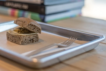 Isolated close up delicious sandwich breakfast