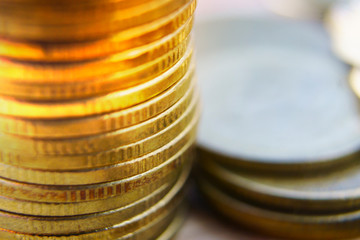 close up stack of gold coins