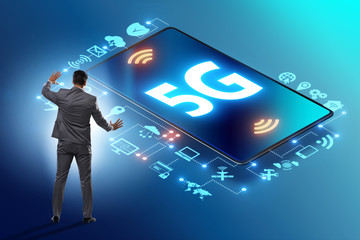 Businessman in 5g high internet speed concept