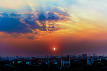 sunset over the city